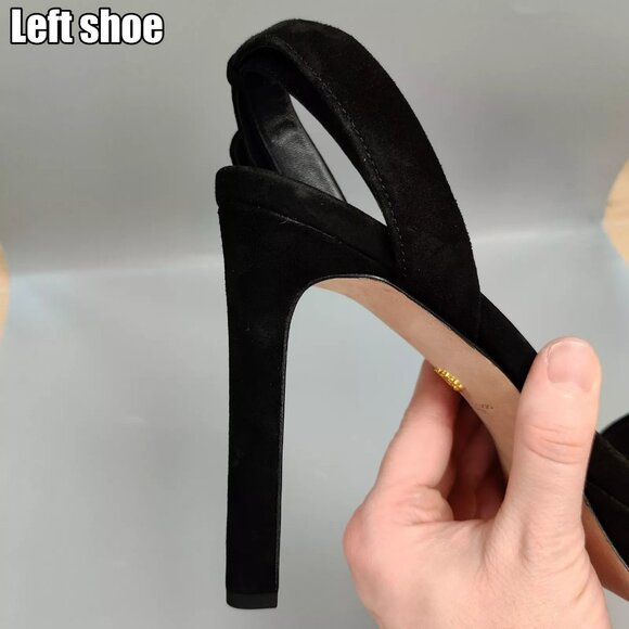 $395 VERONICA BEARD Darcelle Ankle Strap Stiletto Sandals Heels Black Suede 9 - Picture 9 of 16